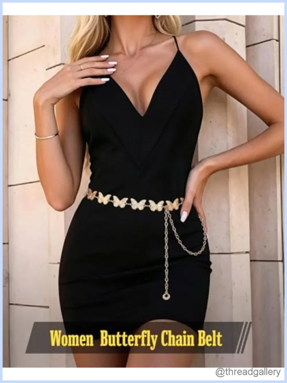 Metal Butterfly Chain Belt Adjustable Waist Chain for Dresses Jeans